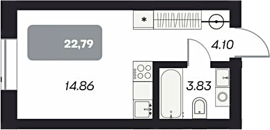 Планировка — Аэрон, Студия, 23 м²
