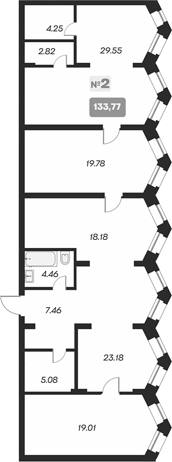 Планировка — Аэрон, 4-комн., 134 м²