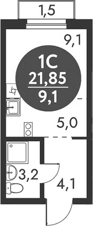 Планировка — Скандинавские кварталы, Студия, 21 м²