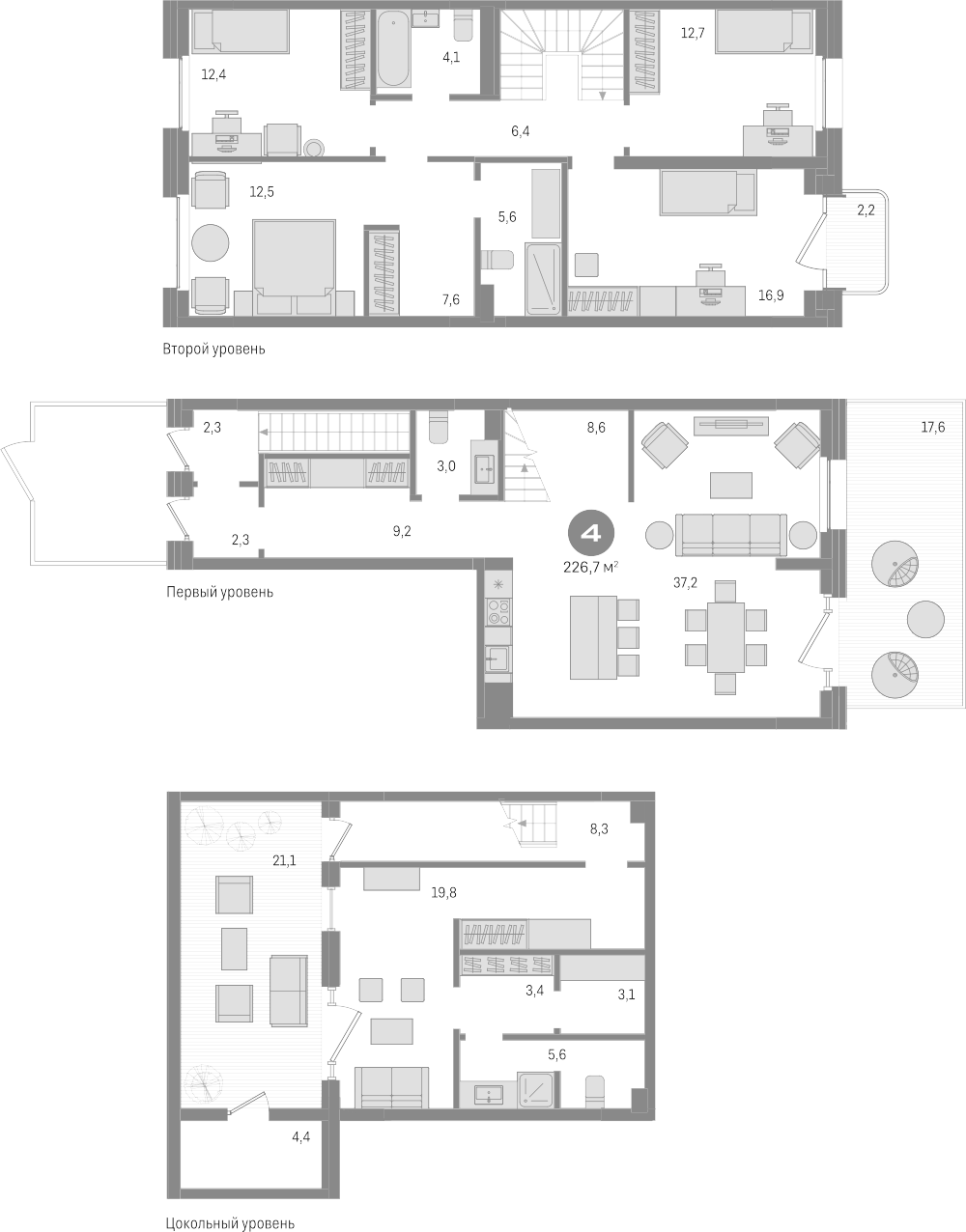 Планировка — На Декабристов, 5-комн., 180 м²