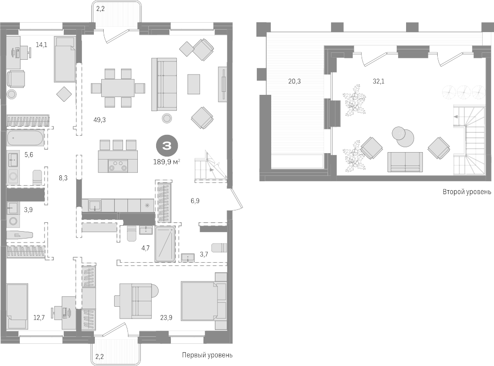 Планировка — На Декабристов, 5-комн., 165 м²