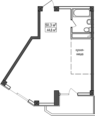 Планировка — Мармелад, 1-комн., 45 м²
