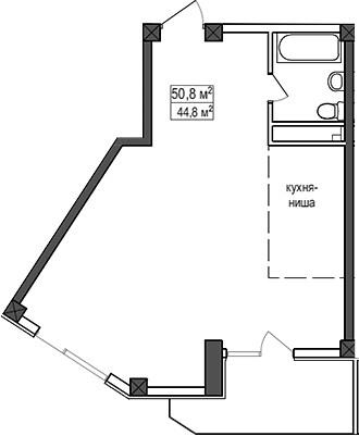 Планировка — Мармелад, 1-комн., 45 м²