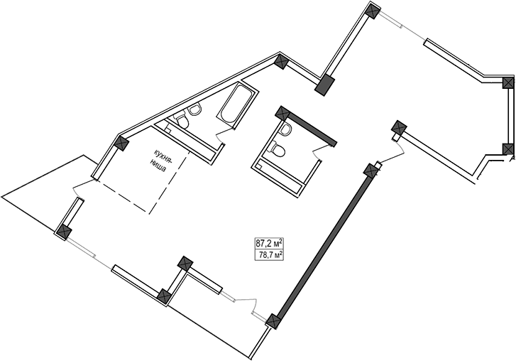Планировка — Мармелад, 1-комн., 79 м²