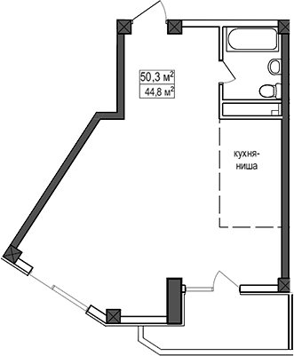 Планировка — Мармелад, 1-комн., 45 м²