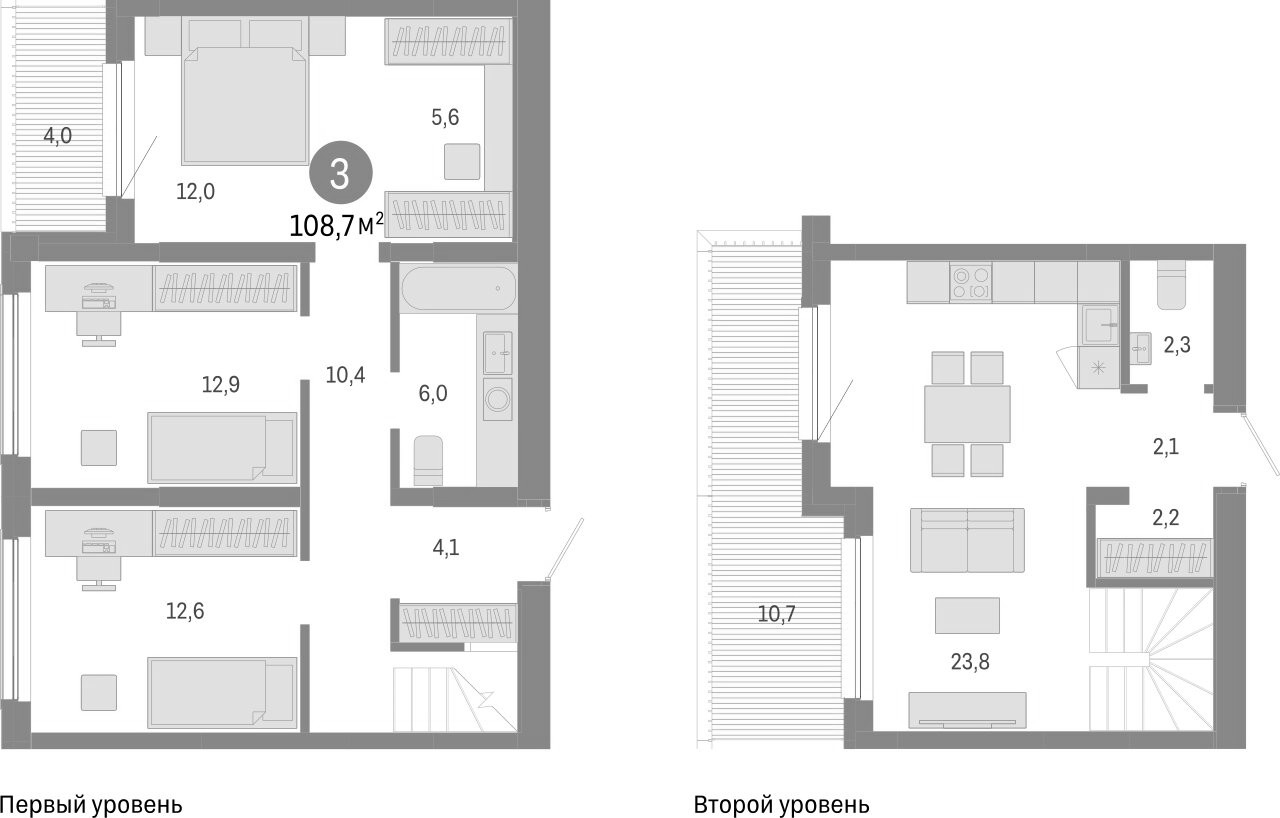 Планировка — Европейский берег, 3-комн., 94 м²