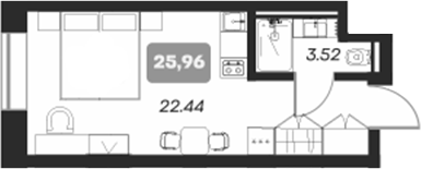 Планировка — Аэрон, Студия, 26 м²