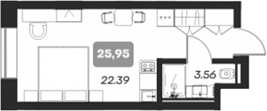 Планировка — Аэрон, Студия, 26 м²