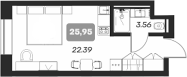 Планировка — Аэрон, Студия, 26 м²