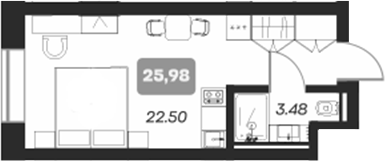 Планировка — Аэрон, Студия, 26 м²