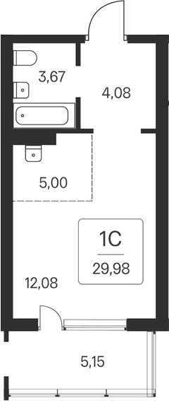 Планировка — Расцветай на Бугринской роще, Студия, 25 м²