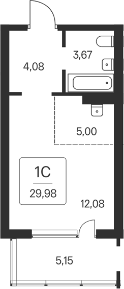 Планировка — Расцветай на Бугринской роще, Студия, 25 м²