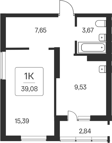 Планировка — Расцветай на Бугринской роще, 1-комн., 36 м²