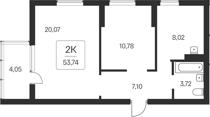 Планировка — Расцветай на Бугринской роще, 2-комн., 50 м²