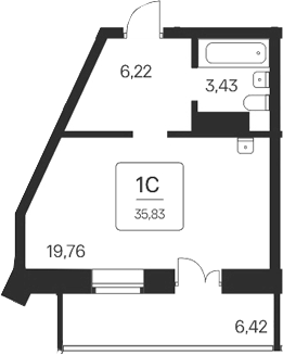 Планировка — Сакура парк, Студия, 29 м²