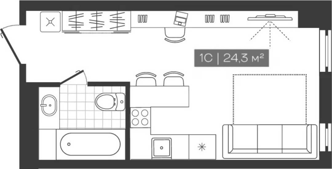Планировка — Freedom, Студия, 24 м²