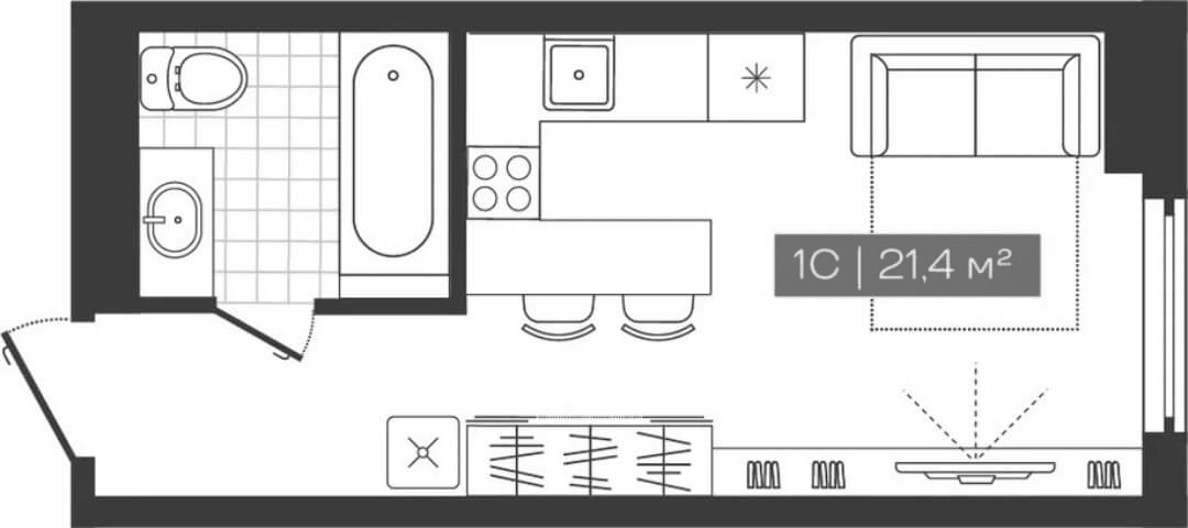 Планировка — Freedom, Студия, 21 м²