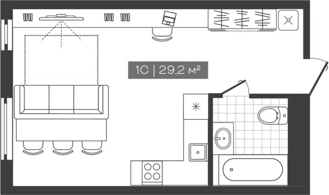 Планировка — Freedom, Студия, 29 м²