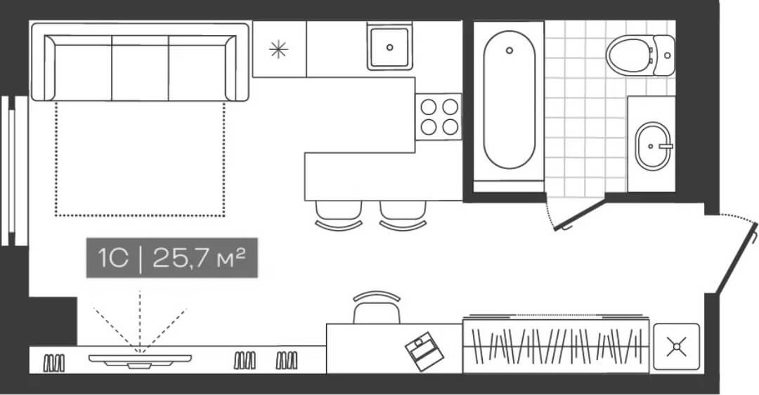 Планировка — Freedom, Студия, 26 м²