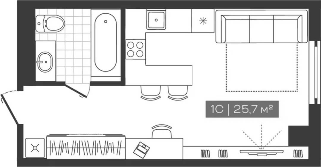 Планировка — Freedom, Студия, 26 м²