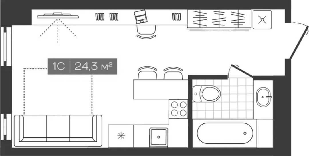 Планировка — Freedom, Студия, 24 м²