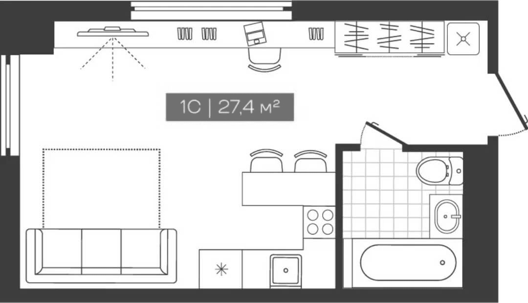 Планировка — Freedom, Студия, 27 м²