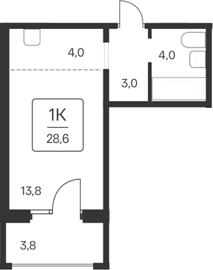Планировка — Квартал Цветной Бульвар, Студия, 25 м²