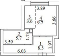 Планировка — Апартаменты лофт-парка ОАЗИС , Студия, 27 м²