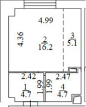Планировка — Апартаменты лофт-парка ОАЗИС , Студия, 31 м²