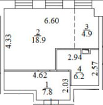 Планировка — Апартаменты лофт-парка ОАЗИС , Студия, 38 м²