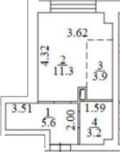 Планировка — Апартаменты лофт-парка ОАЗИС , Студия, 24 м²