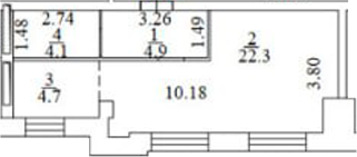 Планировка — Апартаменты лофт-парка ОАЗИС , Студия, 36 м²