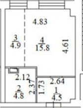 Планировка — Апартаменты лофт-парка ОАЗИС , Студия, 30 м²