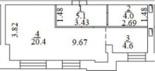 Планировка — Апартаменты лофт-парка ОАЗИС , Студия, 34 м²