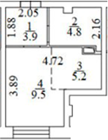 Планировка — Апартаменты лофт-парка ОАЗИС , Студия, 23 м²