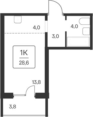 Планировка — Квартал Цветной Бульвар, Студия, 25 м²