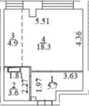Планировка — Апартаменты лофт-парка ОАЗИС , Студия, 33 м²