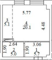 Планировка — Апартаменты лофт-парка ОАЗИС , Студия, 36 м²
