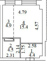 Планировка — Апартаменты лофт-парка ОАЗИС , Студия, 29 м²