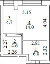 Планировка — Апартаменты лофт-парка ОАЗИС , Студия, 29 м²