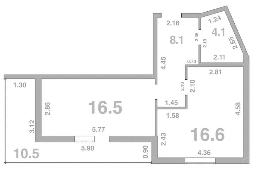 Планировка — Жемчужина Мысхако, 1-комн., 44 м²