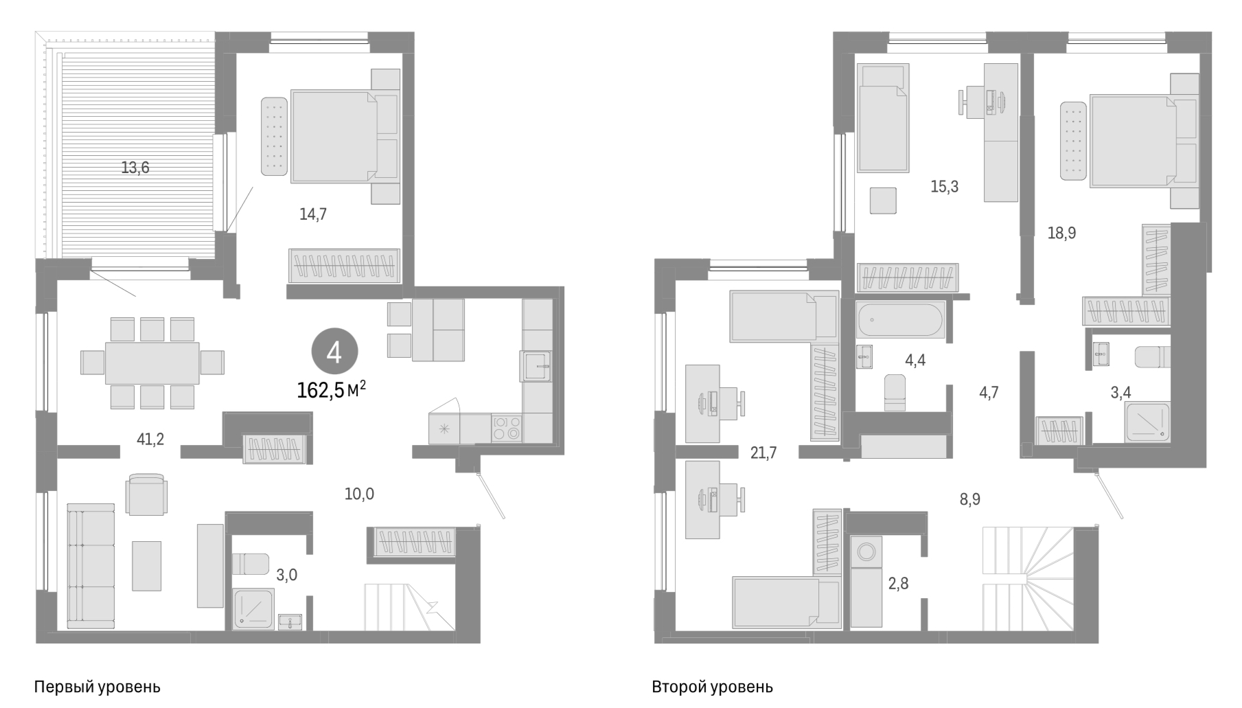 Планировка — Европейский берег, 4-комн., 149 м²