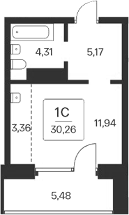 Планировка — Сакура парк, Студия, 25 м²