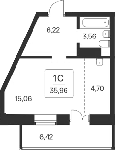 Планировка — Сакура парк, Студия, 30 м²