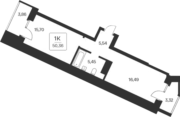 Планировка — Сакура парк, 1-комн., 43 м²