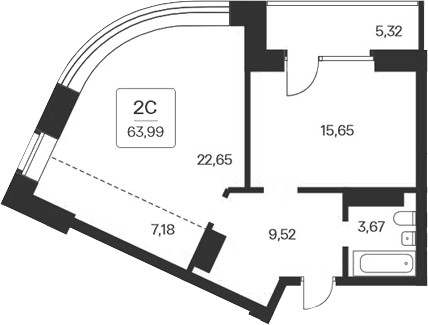 Планировка — Сакура парк, 2-комн., 59 м²