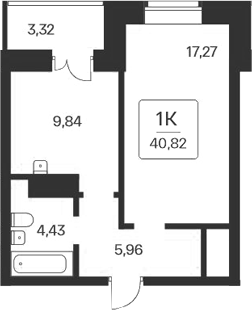 Планировка — Сакура парк, 1-комн., 38 м²