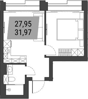 Планировка — Лэнд Лорд, 1-комн., 32 м²
