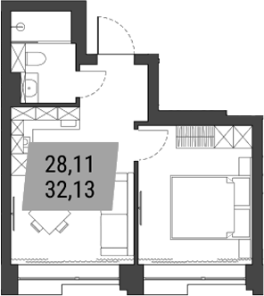 Планировка — Лэнд Лорд, 1-комн., 32 м²