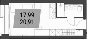 Планировка — Лэнд Лорд, Студия, 21 м²